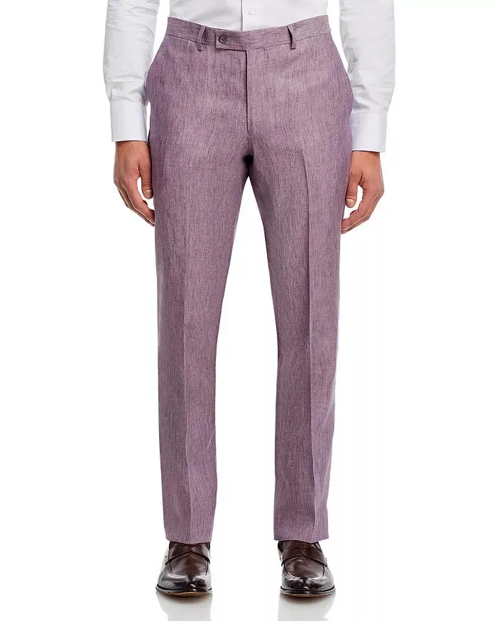 Robert Graham Mens Delave Slim Fit Linen Suit Dress Pants Size 32 Purple