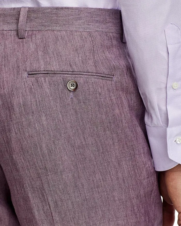 Robert Graham Mens Delave Slim Fit Linen Suit Dress Pants Size 32 Purple
