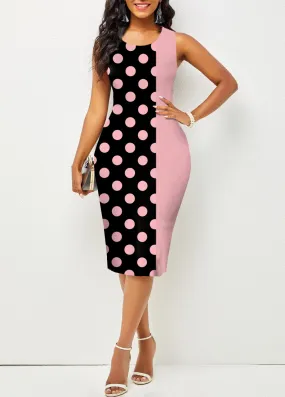 Round Neck Printed Bodycon Dress