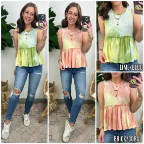 Rynlee Cloudwash Dye Peplum Top