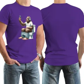 Sasquatch, Bigfoot on Toilet -Short Sleeve Cotton T-shirt Men (High Definition & Dual-sided Printing)