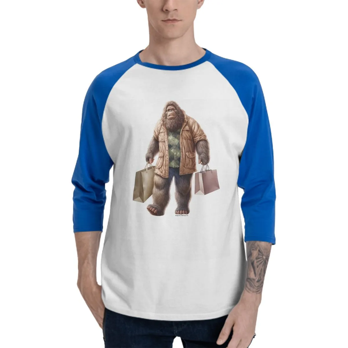 Sasquatch / Bigfoot Shopping, 3/4 Sleeve Baseball Shirt
