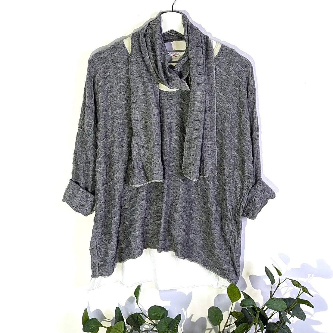 Scarf combo top with double layer and soft textured fabric