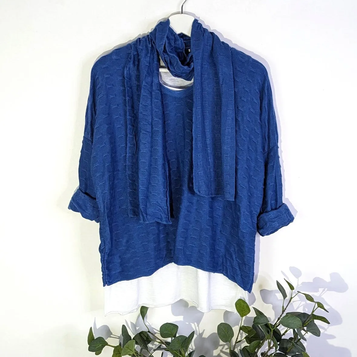 Scarf combo top with double layer and soft textured fabric