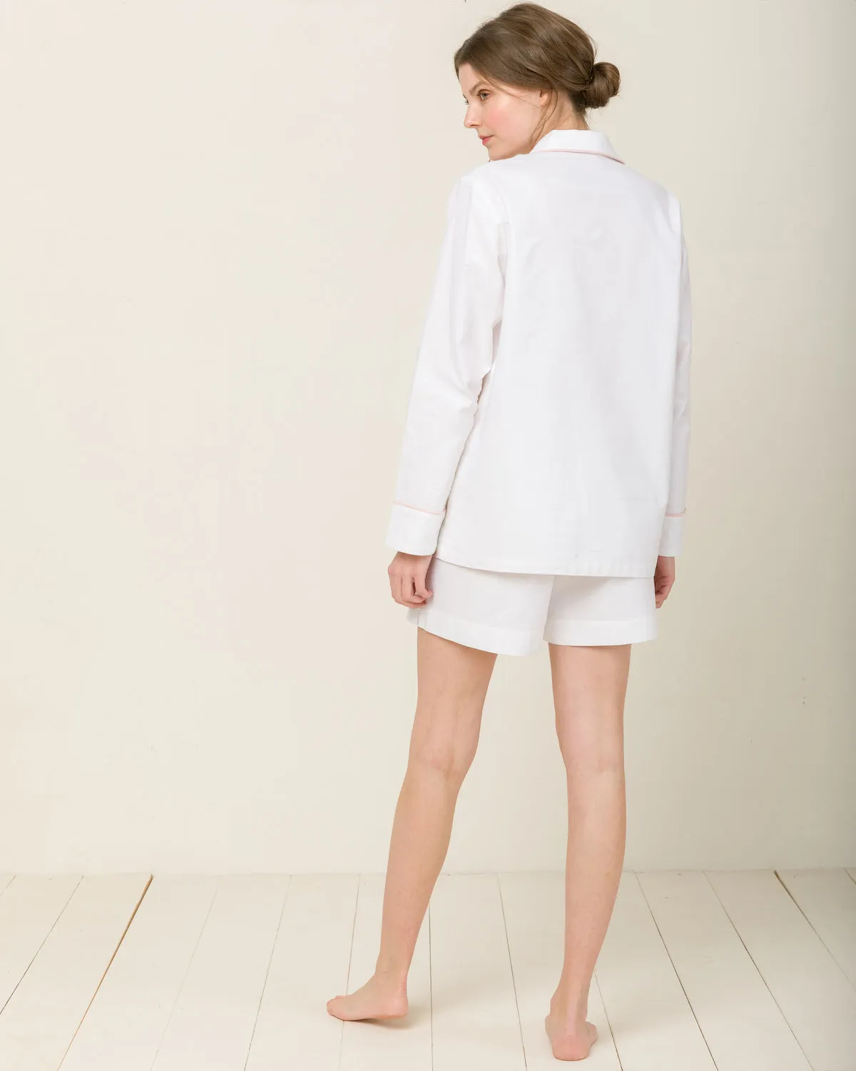 Sophia Linen-Mix Pyjama in Moonlight White - Top