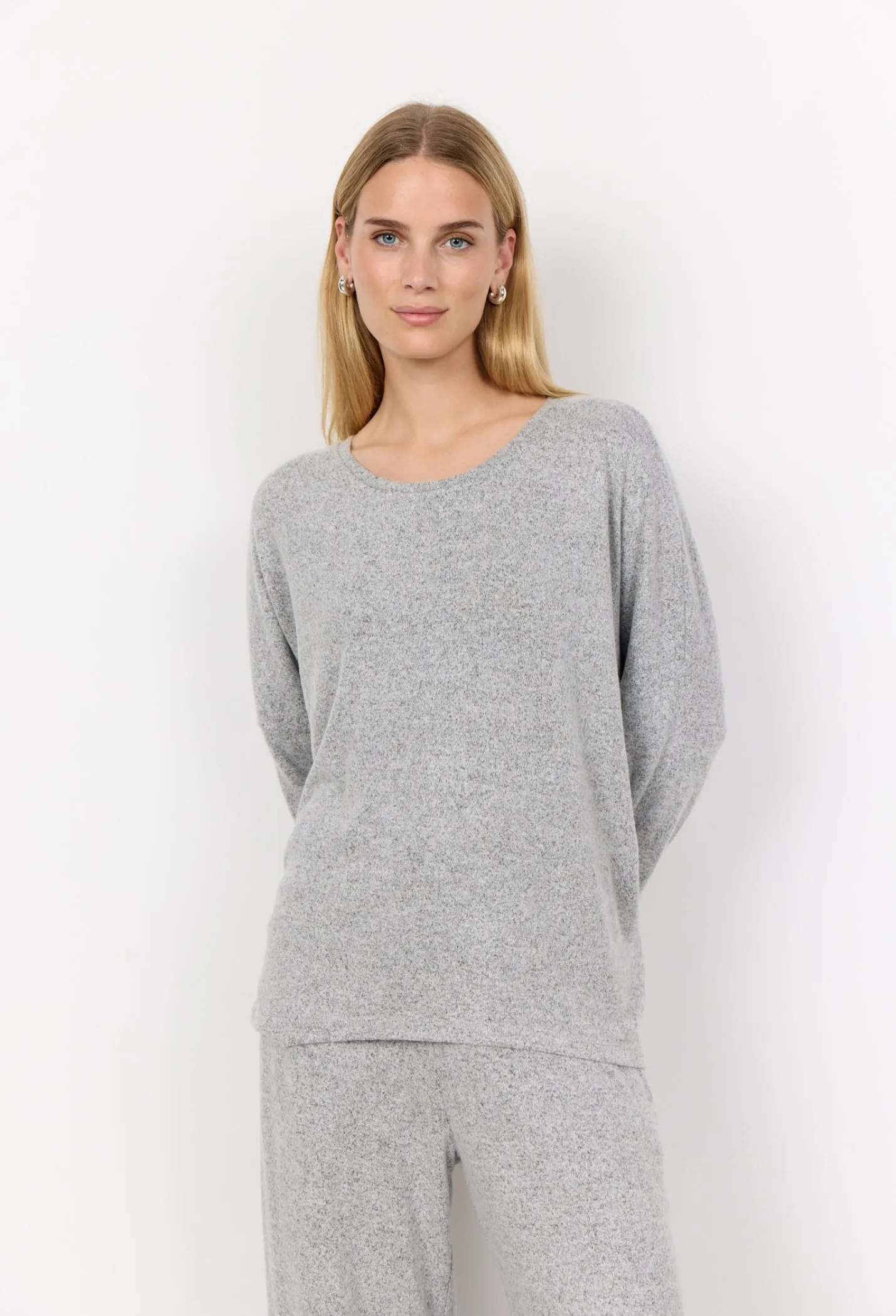Soya Concept SC-Biara 1 24788-20 99110 Soft Round Neck Jumper Light Grey