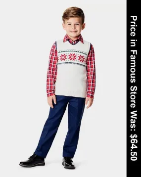 Tommy Hilfiger Little Boys Snowflake 3 Piece Sweater Set,
