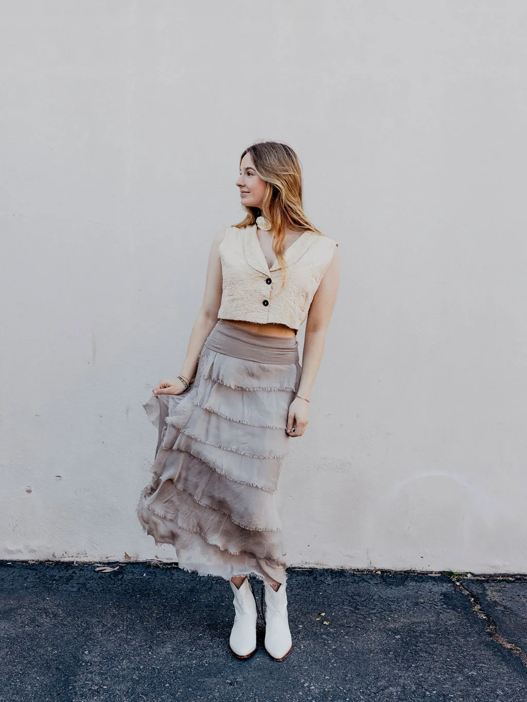 Twilight Layered Silk Skirt by 75