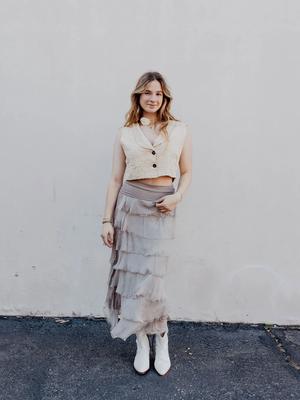Twilight Layered Silk Skirt by 75