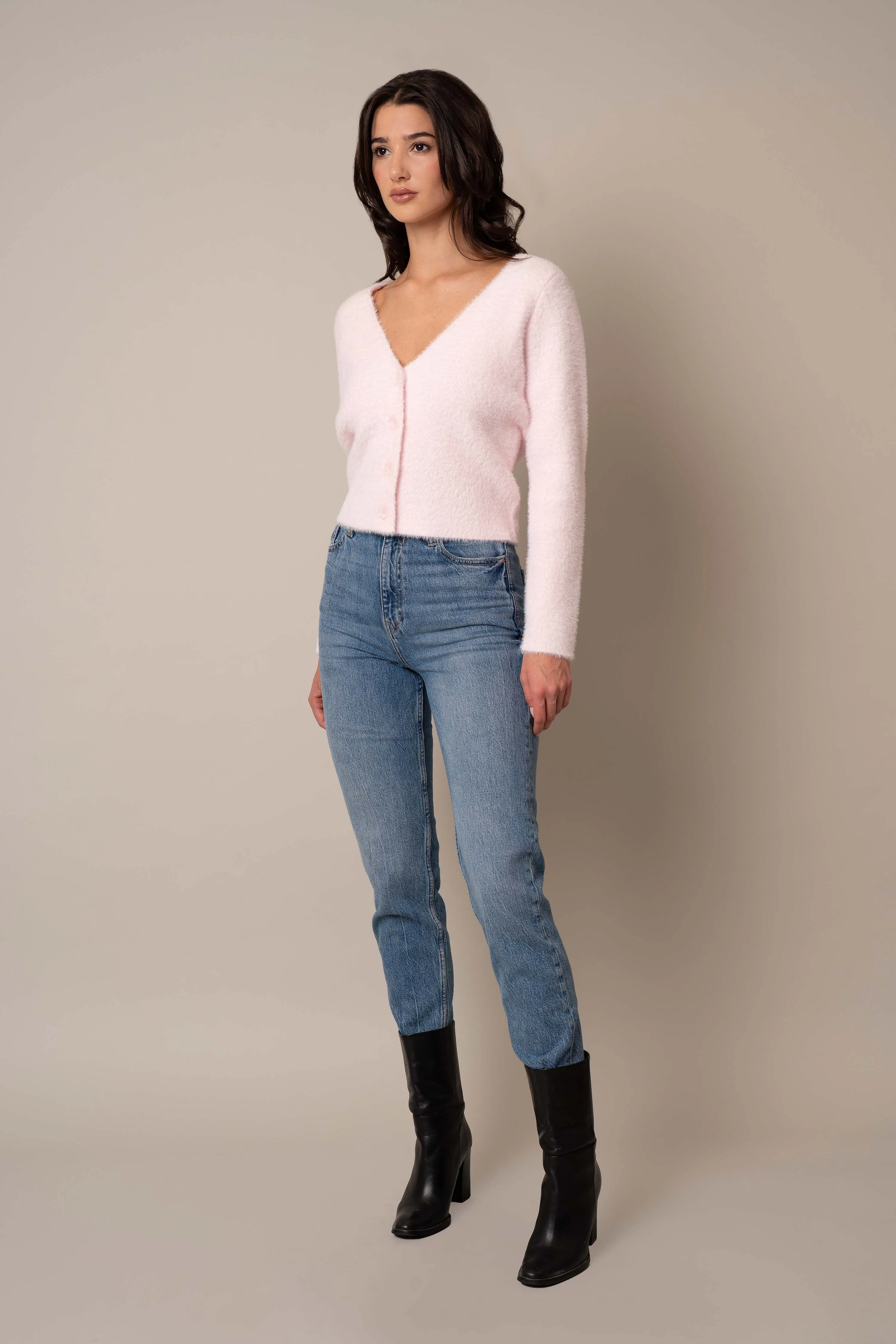 V-Neck Mink Cardigan