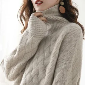 Vera Cable Cashmere Turtleneck Sweaters - 3 Colors