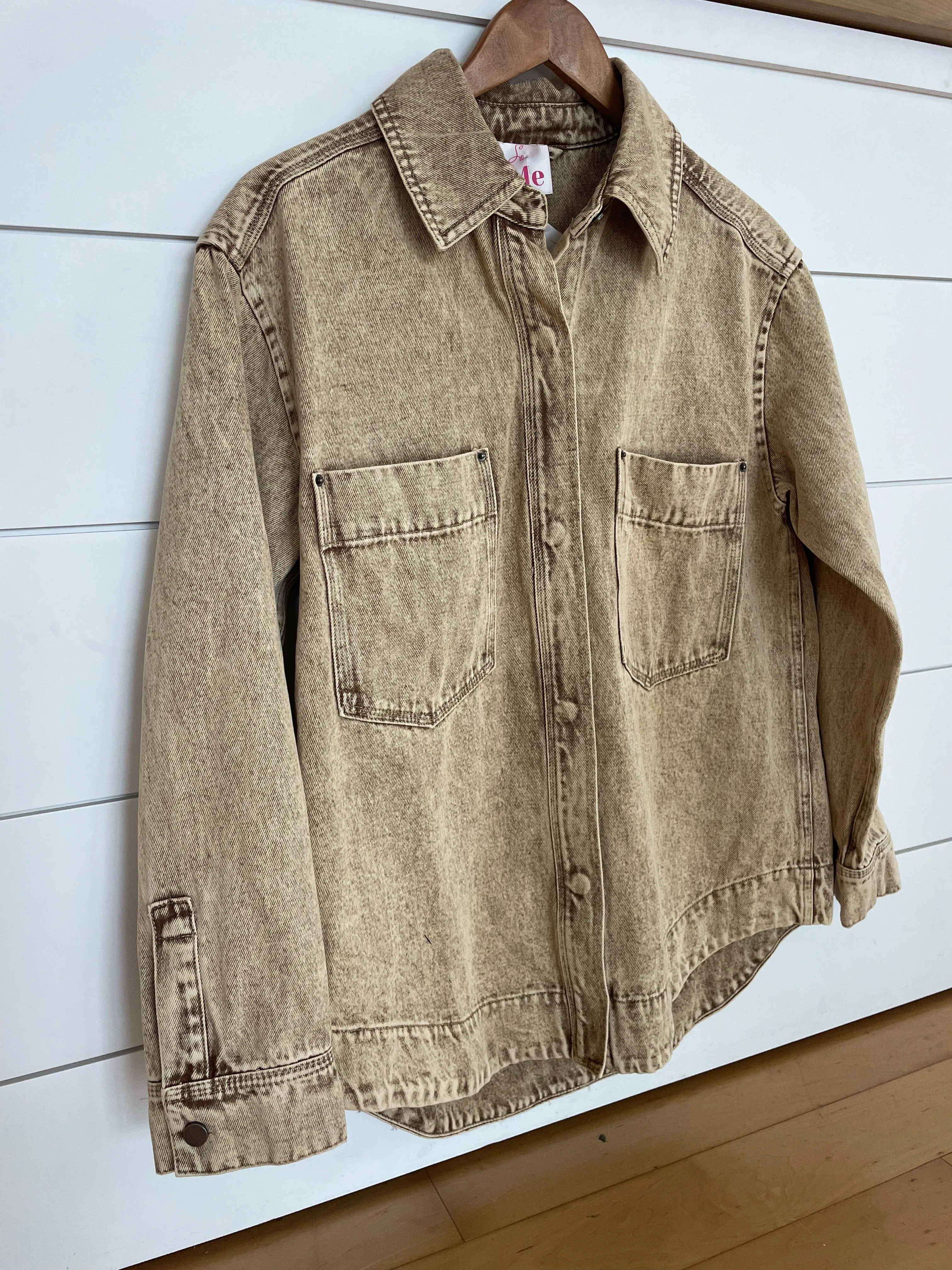 Vintage Washed Button Down Shirt Jacket