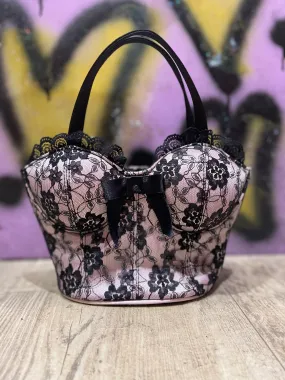 Vintage Y2K Black Lace Bustier Mini Purse