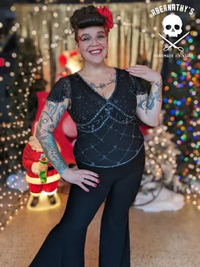 Vintage Y2K does 1920's Black Beaded Top