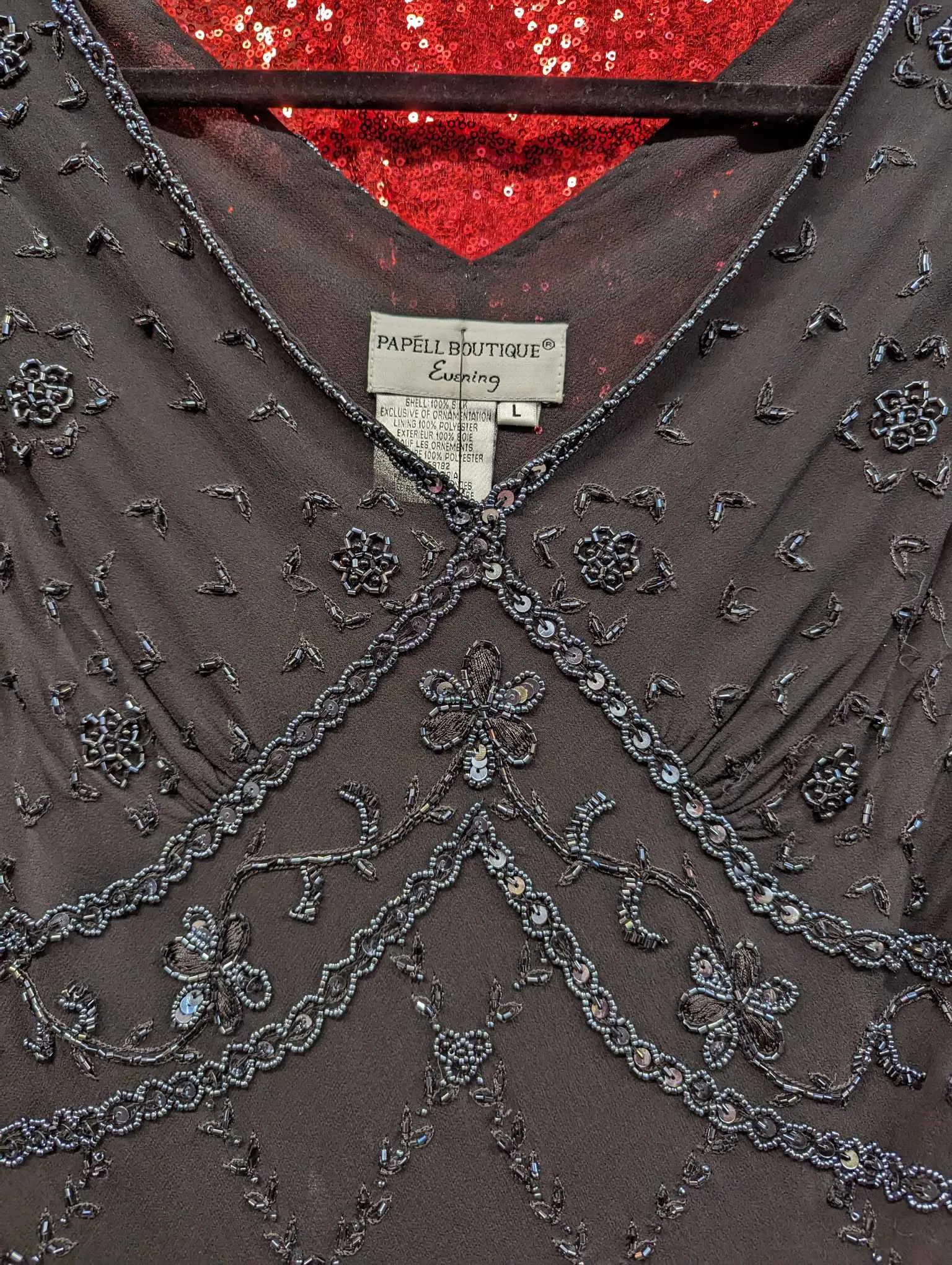 Vintage Y2K does 1920's Black Beaded Top