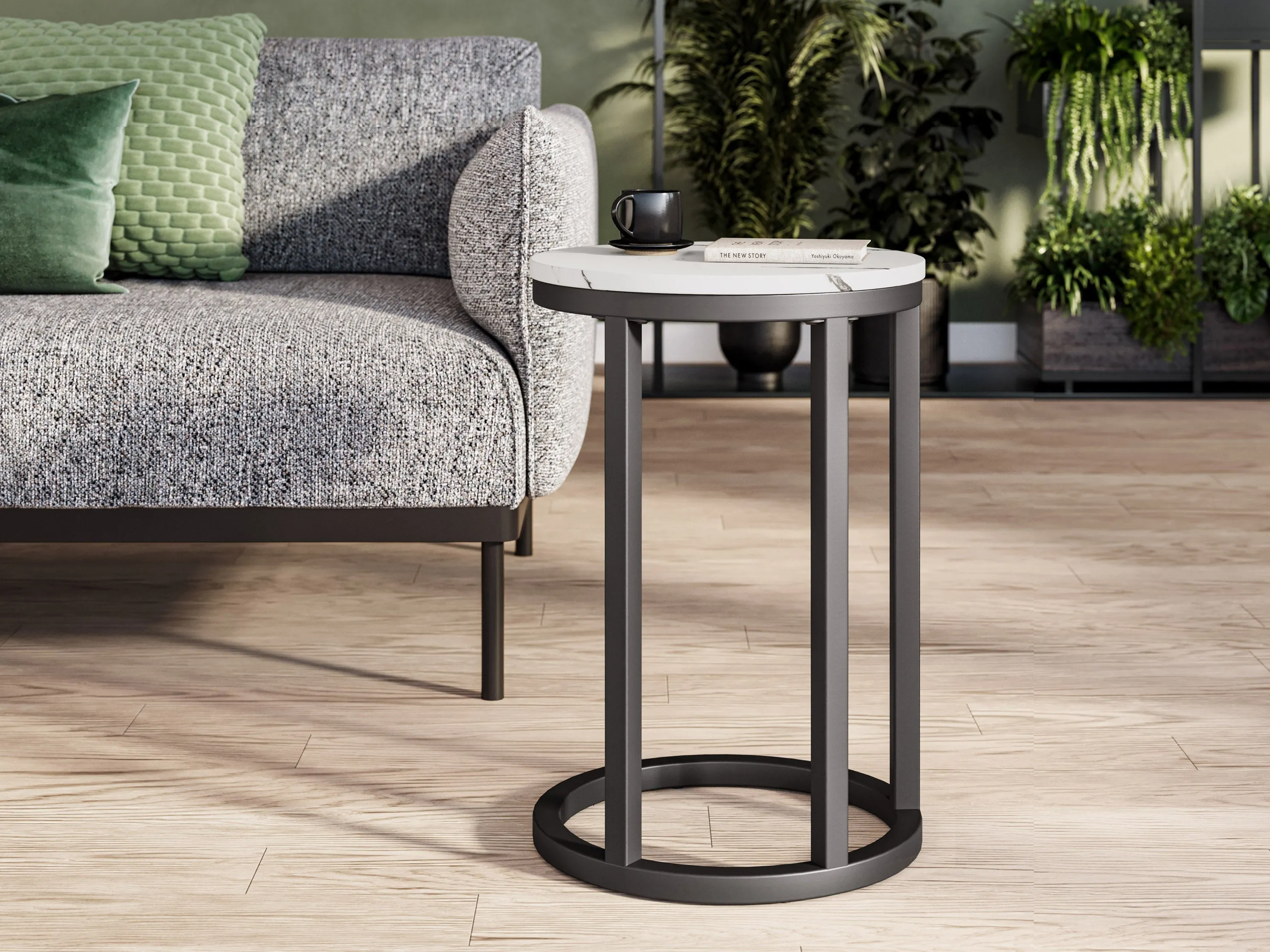 White Marble Round Side Table