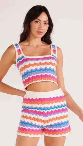Wilma Knit Tank-Coral Stripe