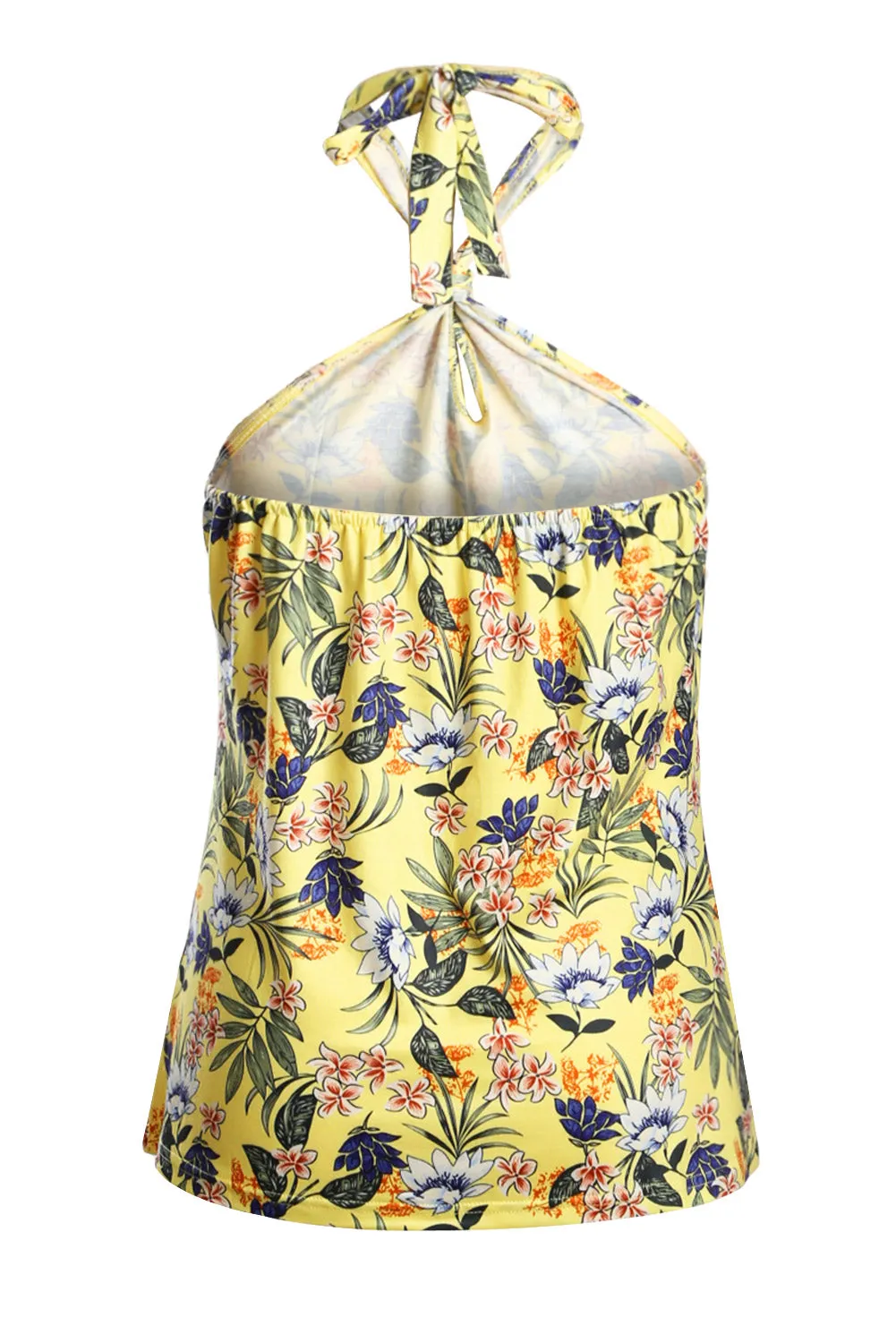 Yellow Boho Print Halter Tank Top